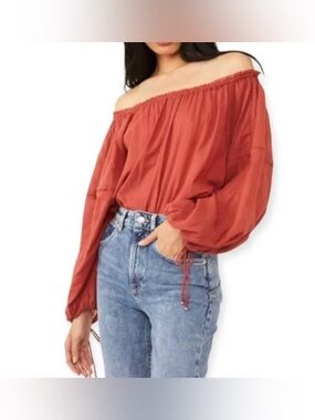 Free People Sundown Balloon Sleeve Bodysuit Size M